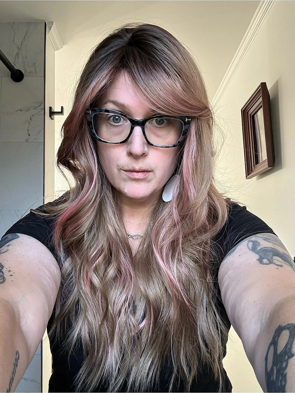 Layered Brown & Pink Hair Synthetic Wig 24inches
